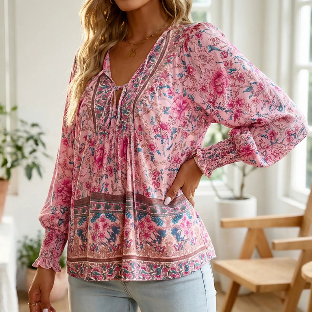 Florindra - Blusa boho con estampado floral