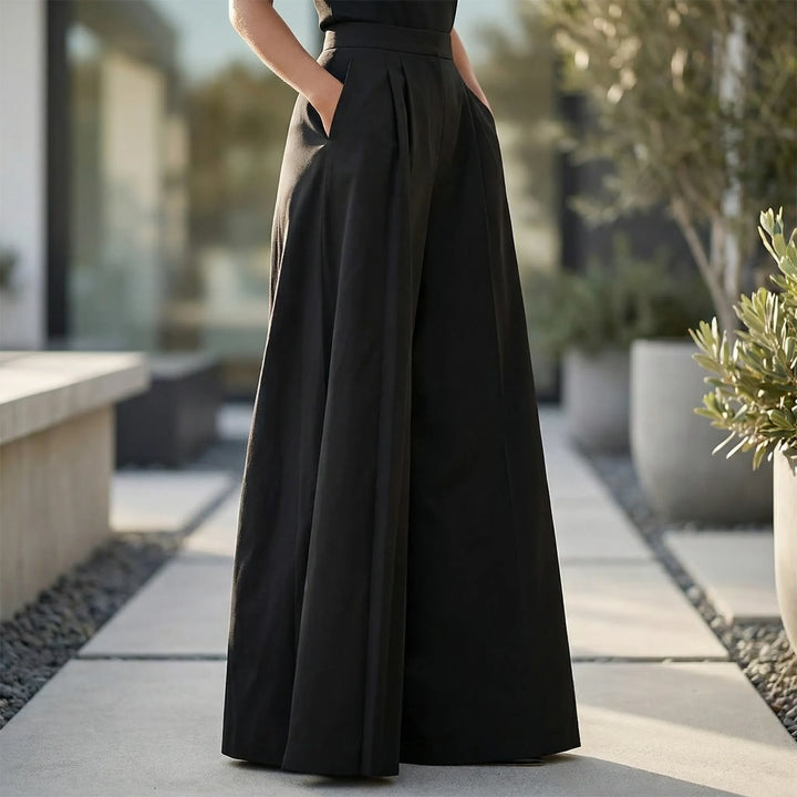 Flowana - Pantalones de talle alto, acampanados y de pierna ancha