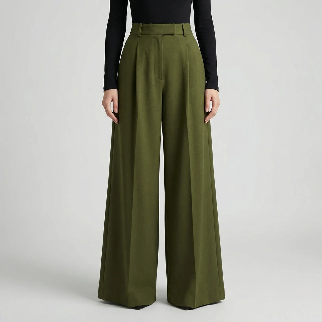Flowana - Pantalones de talle alto, acampanados y de pierna ancha