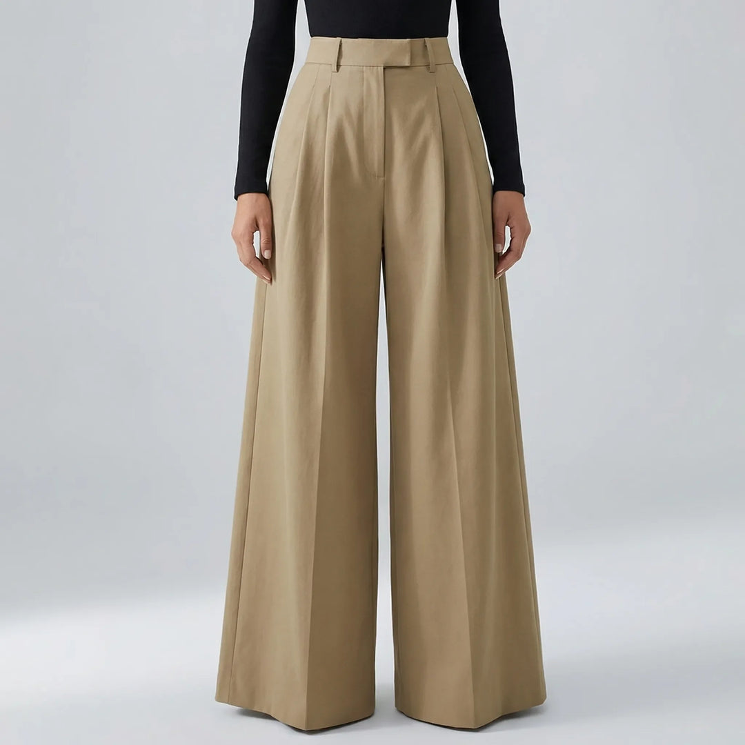 Flowvia - Pantalones largos de talle alto y pierna ancha