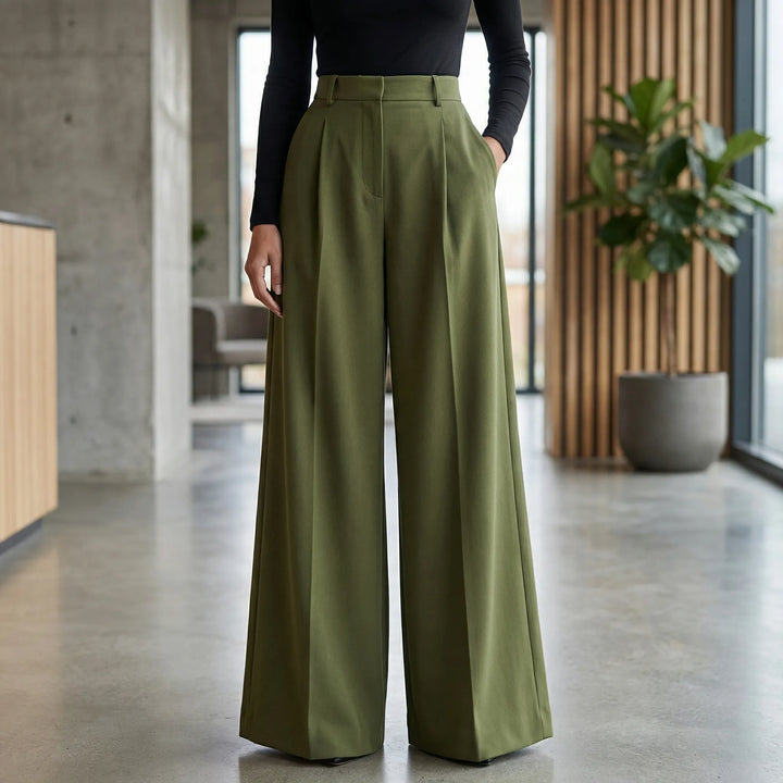 Flowvia - Pantalones largos de talle alto y pierna ancha