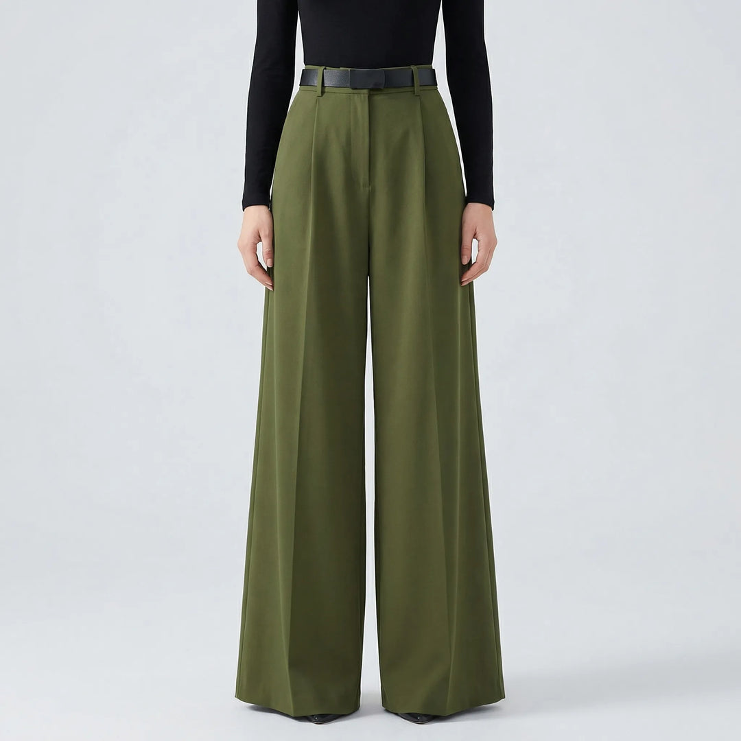 Flowvia - Pantalones largos de talle alto y pierna ancha