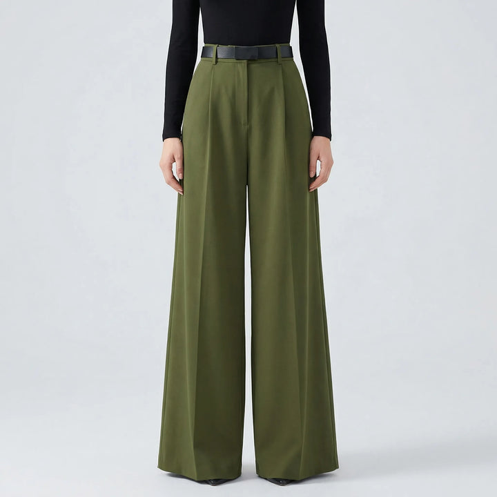 Flowvia - Pantalones largos de talle alto y pierna ancha