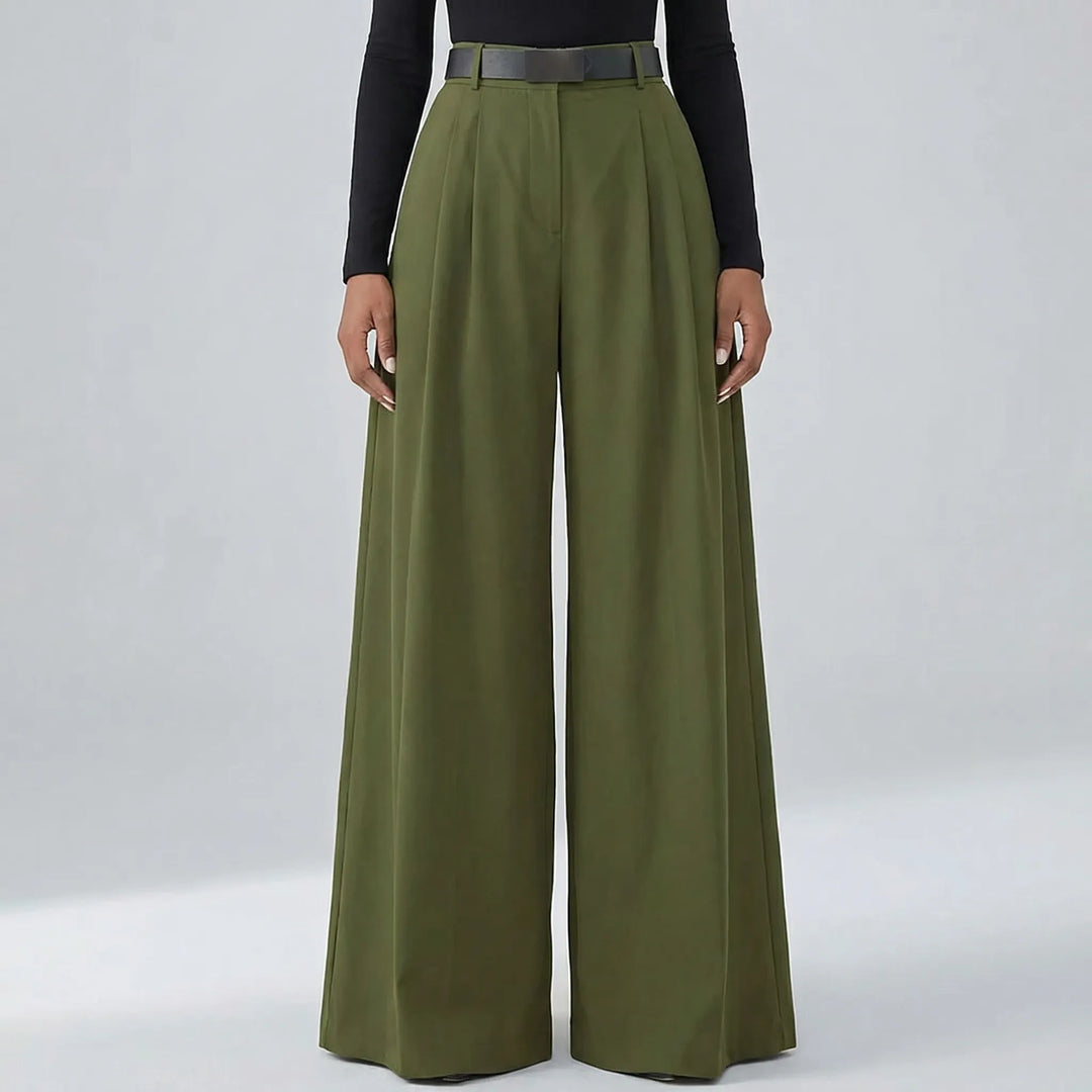Flowvia - Pantalones largos de talle alto y pierna ancha