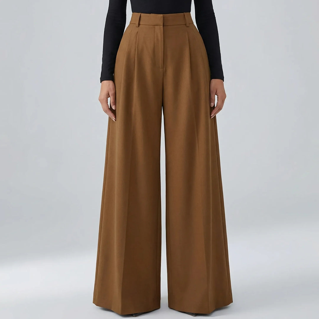 Flowvia - Pantalones largos de talle alto y pierna ancha