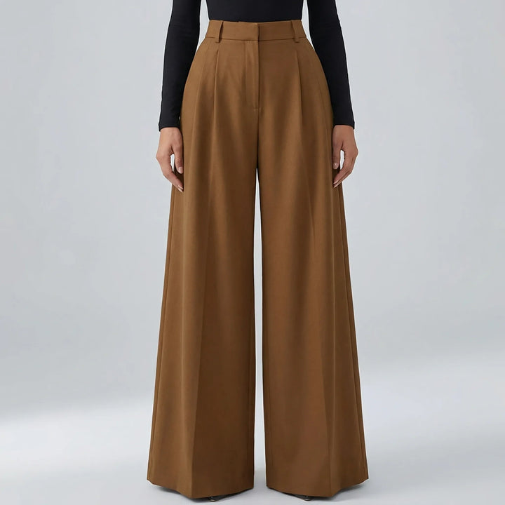 Flowvia - Pantalones largos de talle alto y pierna ancha
