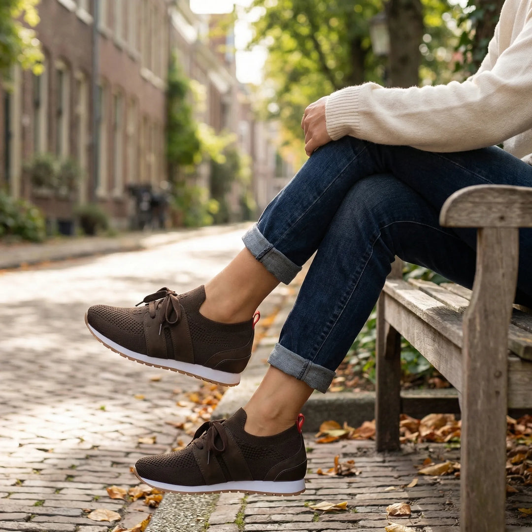 Fluxera - Zapatillas casuales con parte superior de malla y cordones