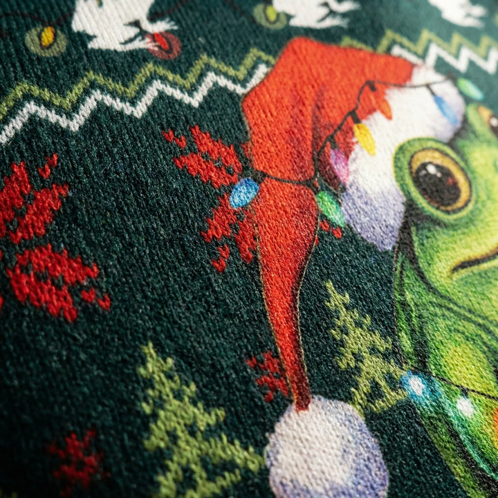 Frogliday - Suéter navideño con estampado de ranas