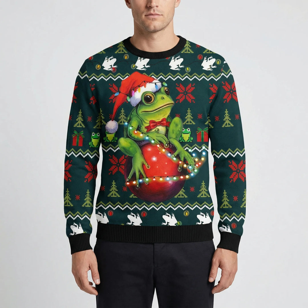 Sudadera Festiva con Gráfico de Rana para Hombres