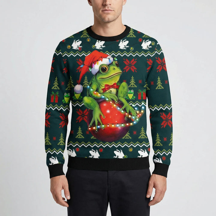 Sudadera Festiva con Gráfico de Rana para Hombres