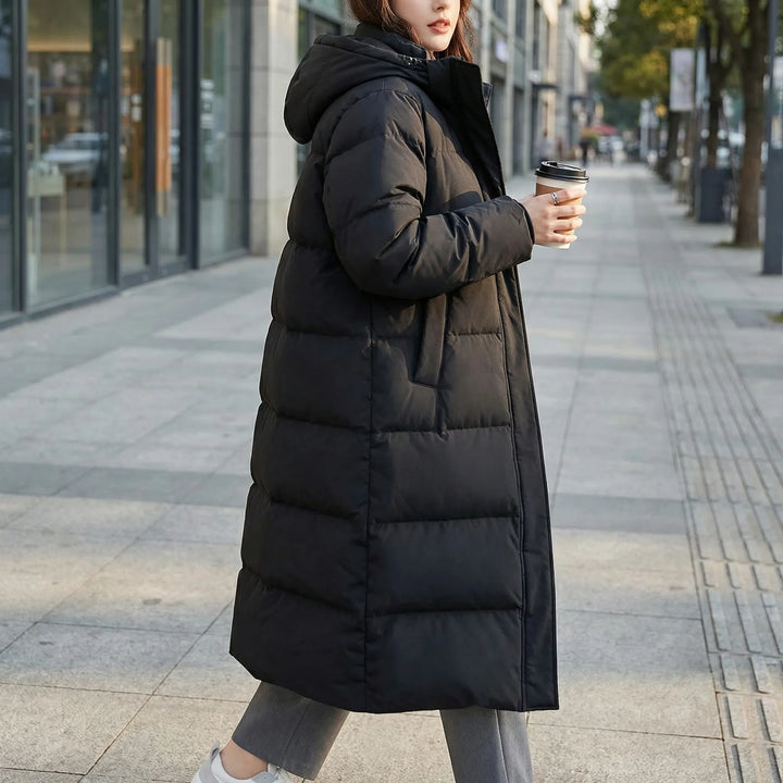 Froskeva - Parka acolchada con capucha hasta la rodilla