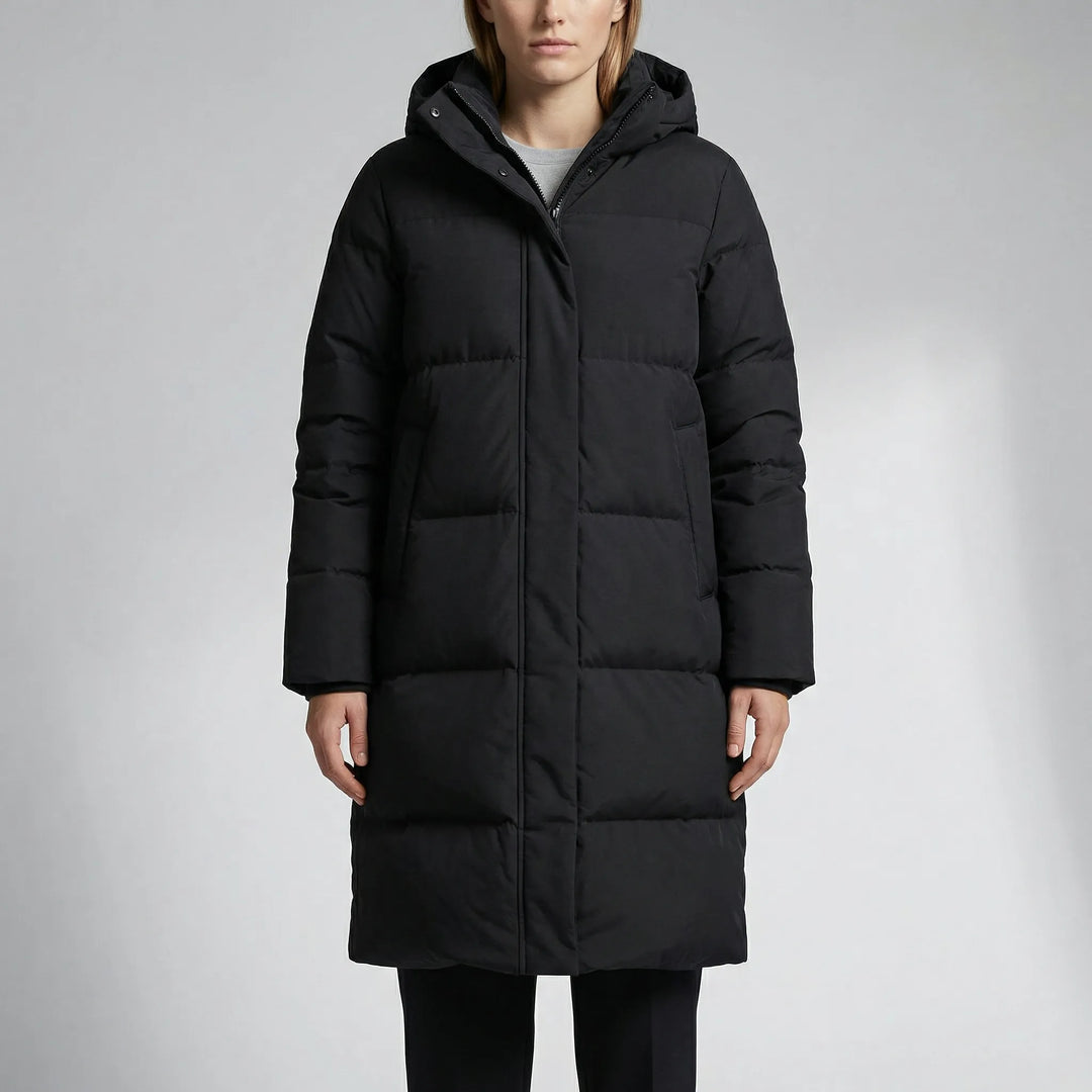 Froskeva - Parka acolchada con capucha hasta la rodilla