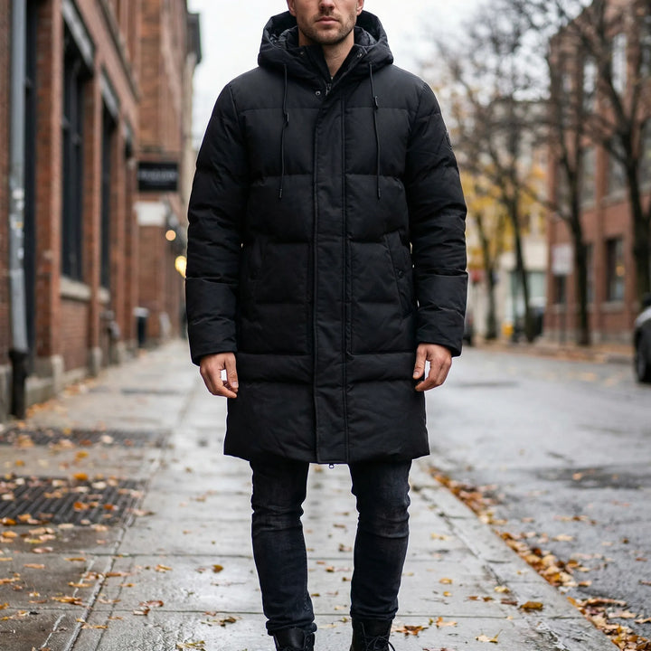 Frostlen - Parka con capucha de largo hasta la cadera