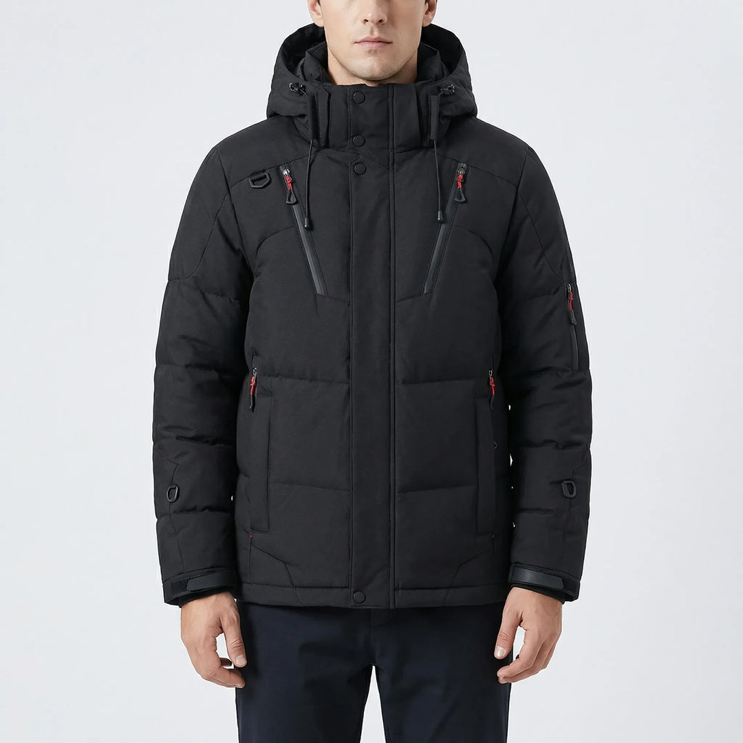 Frostven - Chaqueta acolchada con capucha de plumas para hombre