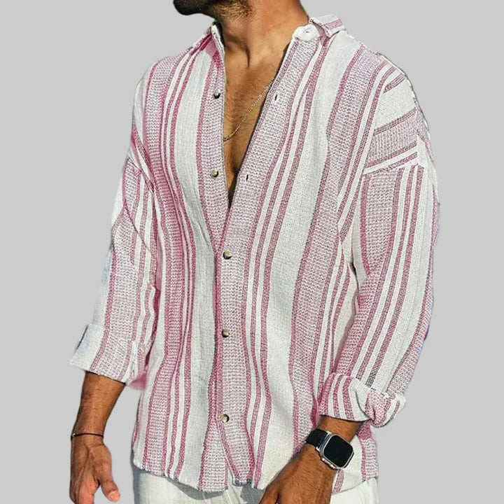 Camisa a Rayas de Manga Larga para Hombres