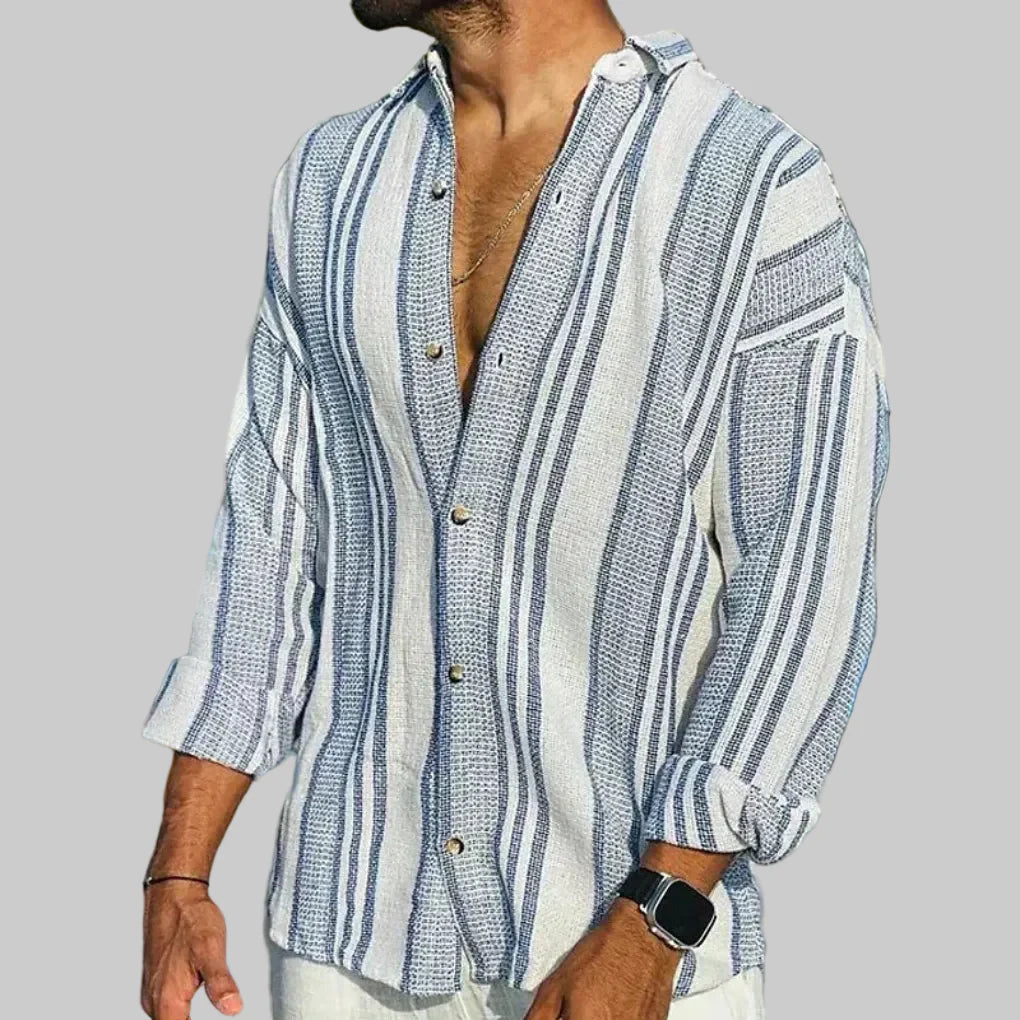 Camisa a Rayas de Manga Larga para Hombres