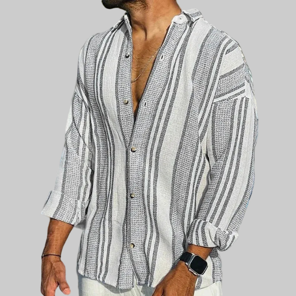 Camisa a Rayas de Manga Larga para Hombres