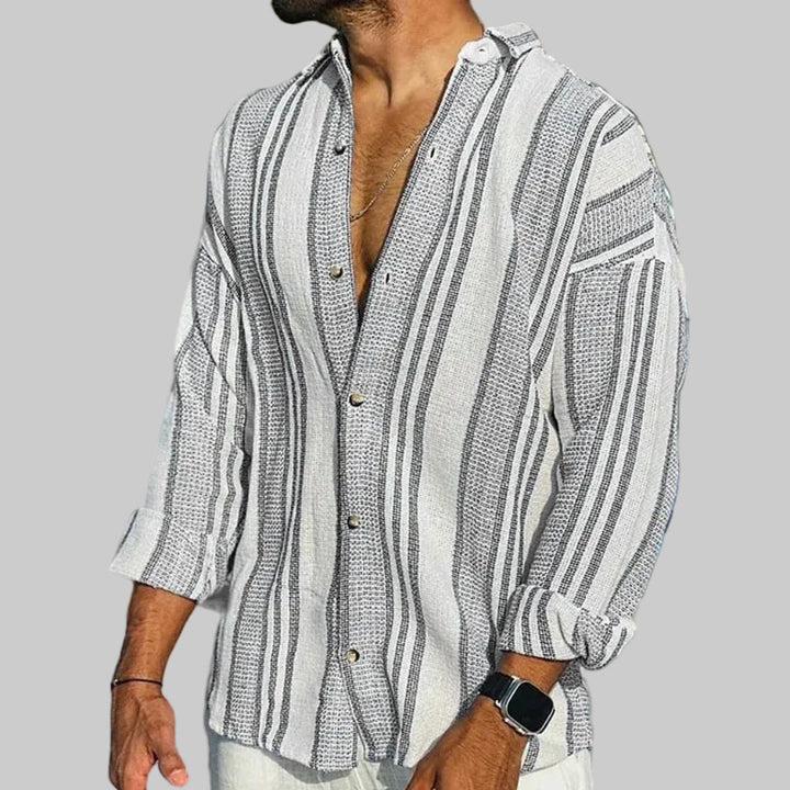 Camisa a Rayas de Manga Larga para Hombres