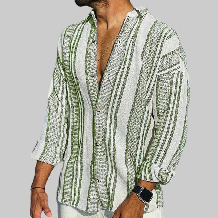 Camisa a Rayas de Manga Larga para Hombres