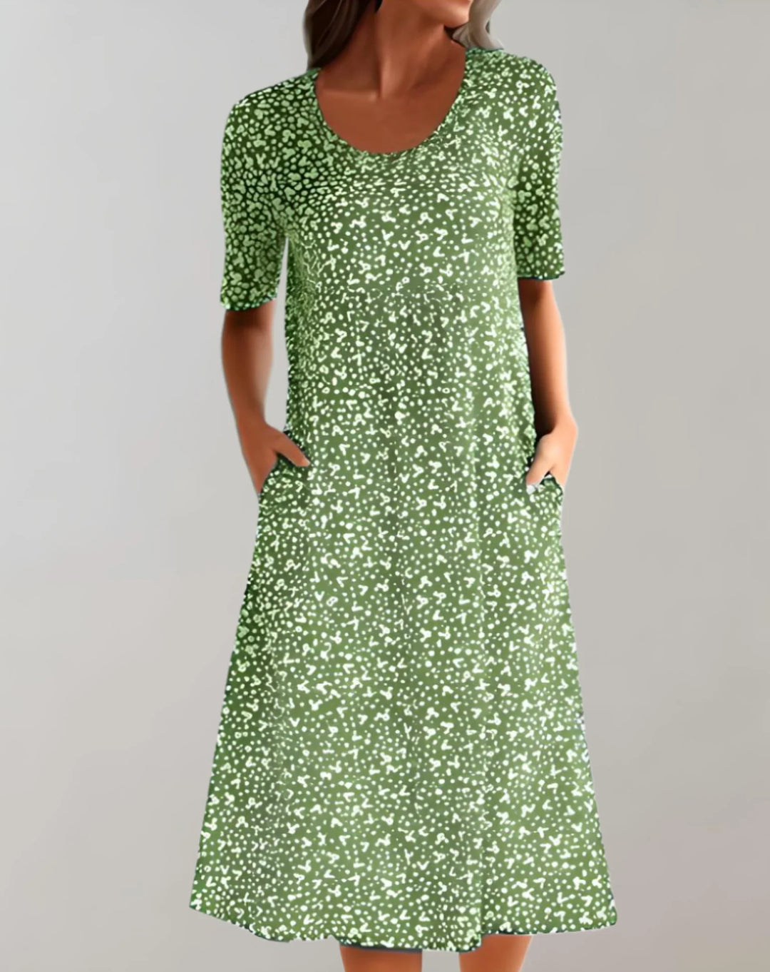 Vestido informal ligero de cuello en V para mujer