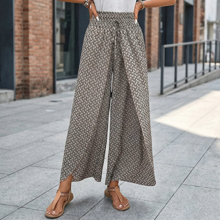 Geovara - Pantalones estampados de talle alto y pierna ancha