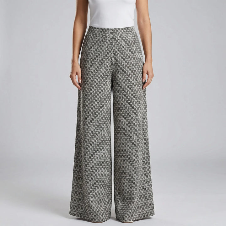 Geovara - Pantalones estampados de talle alto y pierna ancha