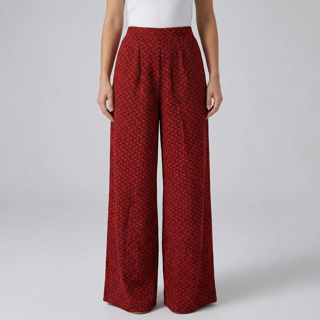 Geovara - Pantalones estampados de talle alto y pierna ancha