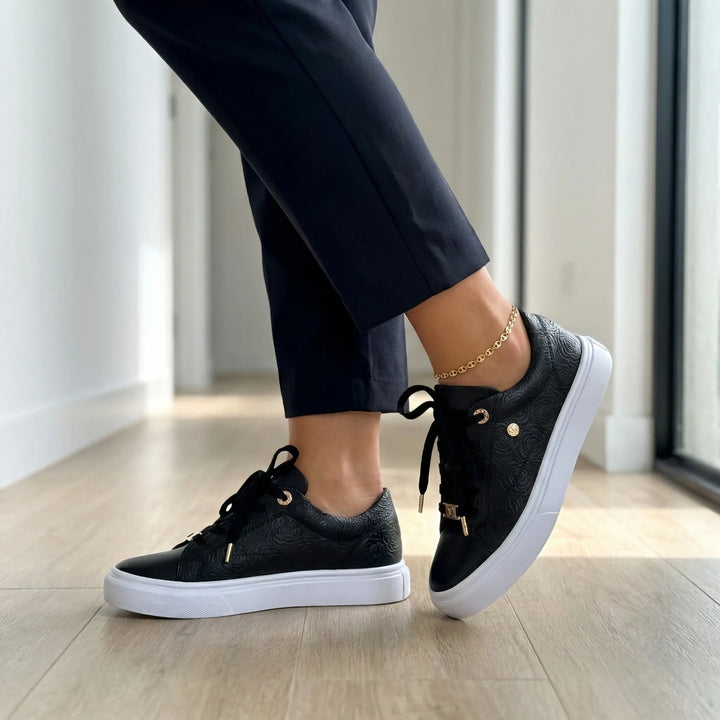 Glemsol - Zapatilla con cordones y plataforma grabada