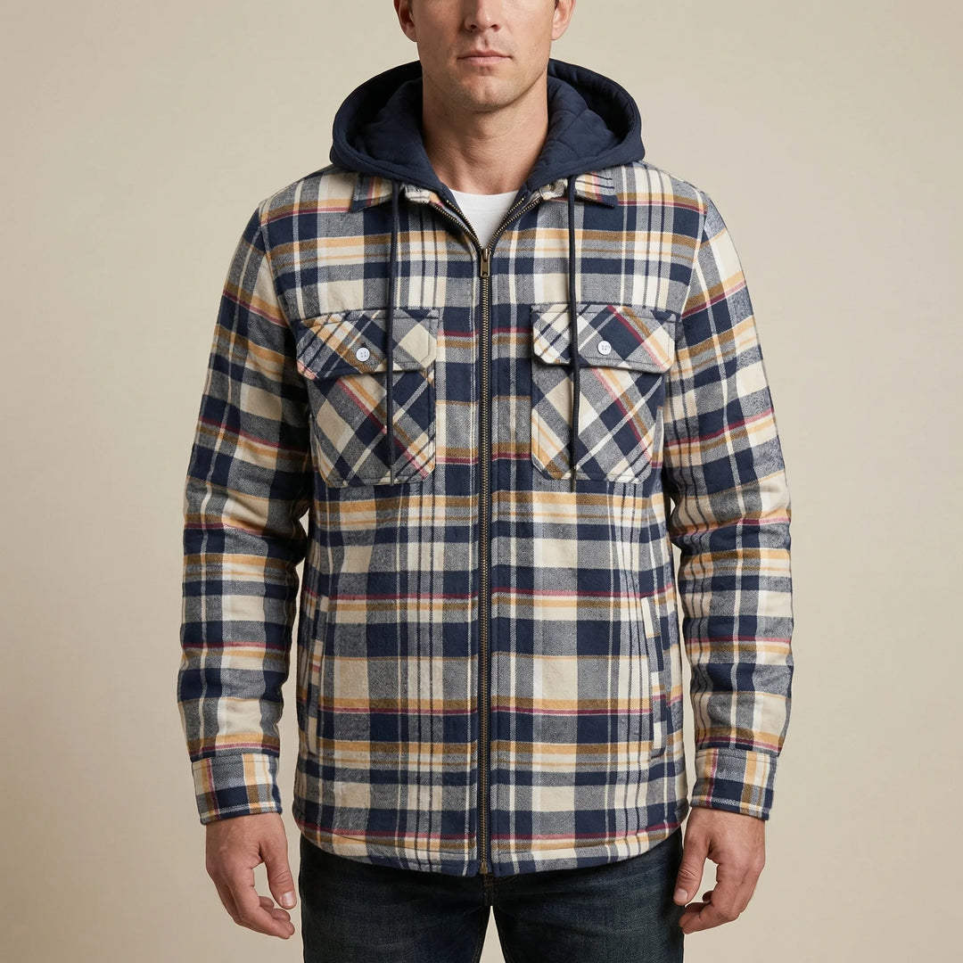 Gridloch - Chaqueta camisera a cuadros con capucha para hombre