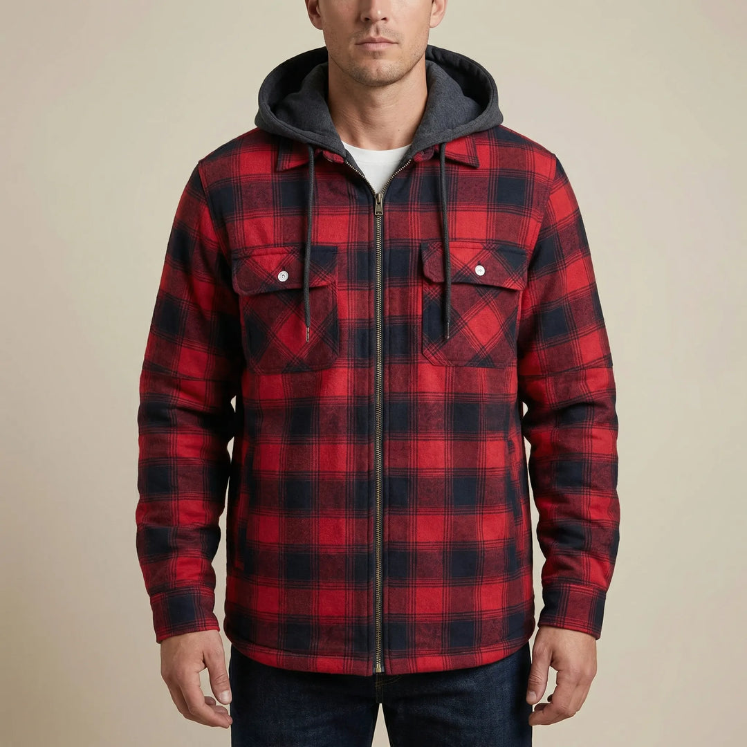 Gridloch - Chaqueta camisera a cuadros con capucha para hombre