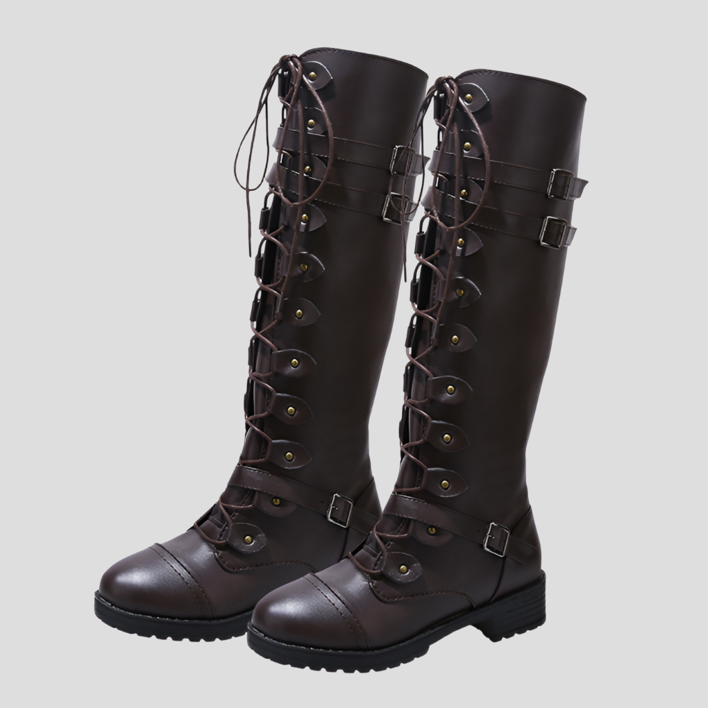 Botas Retro con Cordones y Hebilla para Mujeres