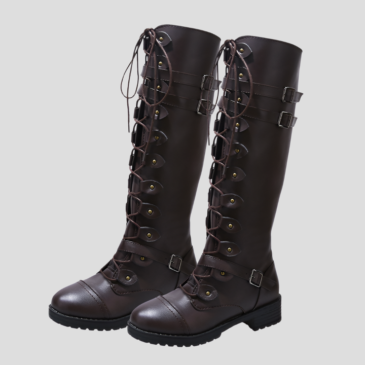 Botas Retro con Cordones y Hebilla para Mujeres