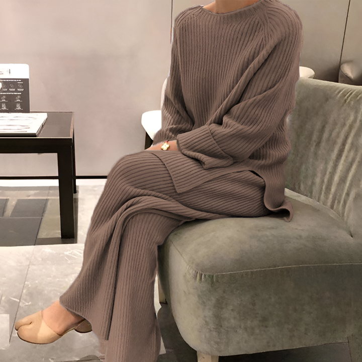 Conjunto de Suéter de Punto y Pantalones