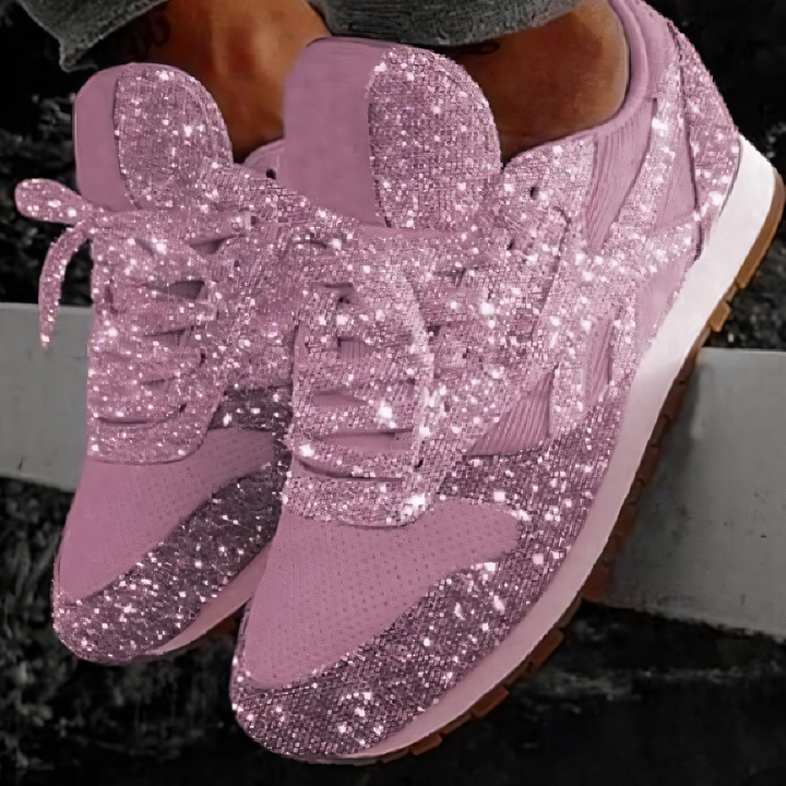 Zapatillas gruesas con purpurina para mujer