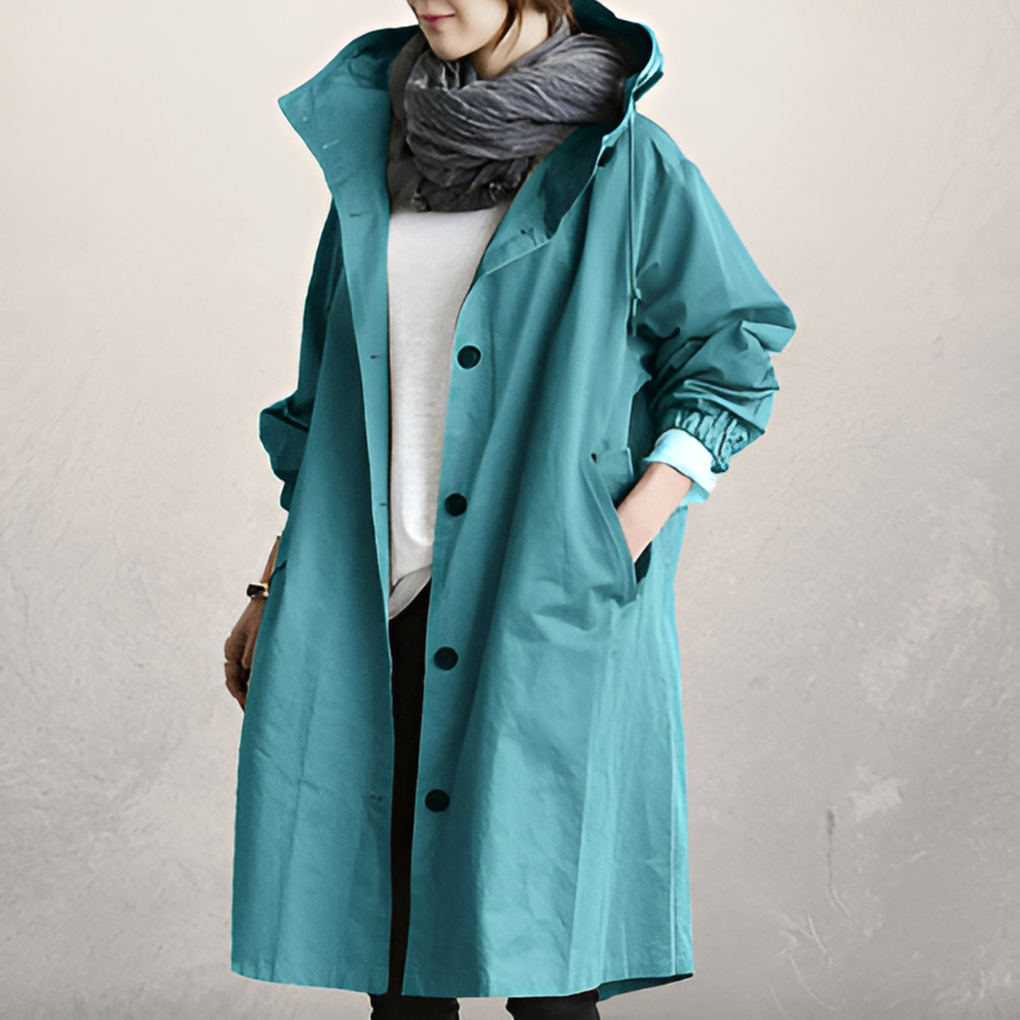 Abrigo Trench con Capucha Clásico para Mujeres