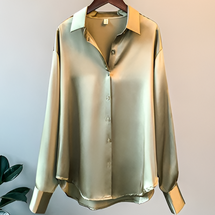 Blusa de satén de corte recto para mujer