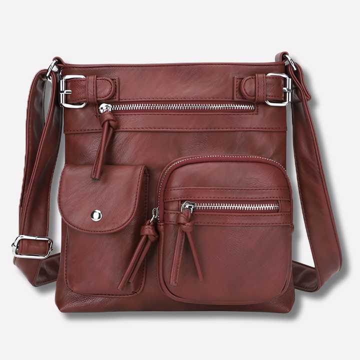 Bolso de Hombro de Cuero para Mujer con Múltiples Bolsillos