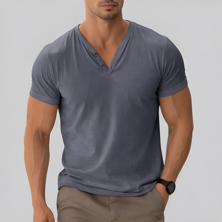 Camisa Clásica de Cuello en V para Hombre – Elegancia Atemporal y Comodidad Diaria