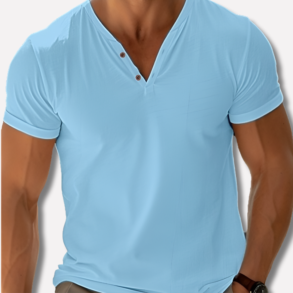 Camisa Clásica de Cuello en V para Hombre – Elegancia Atemporal y Comodidad Diaria