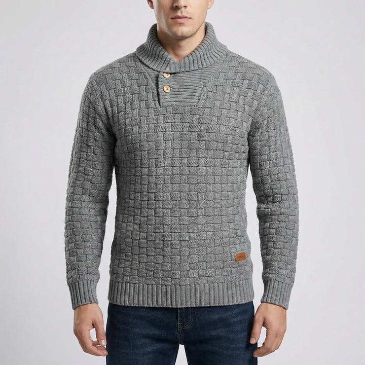 Halvern - Suéter de hombre con cuello medio y botones
