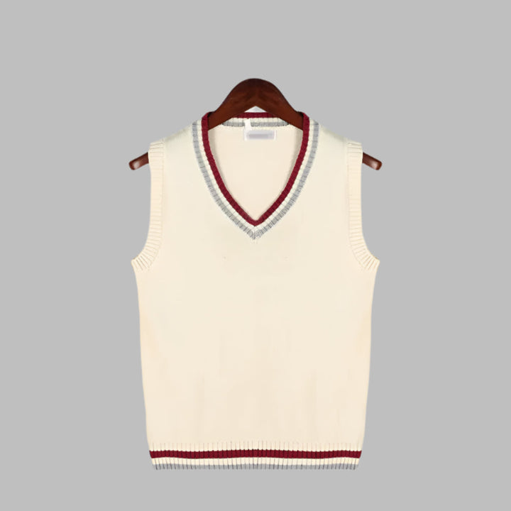 Suéter sin mangas estilo preppy con rayas retro
