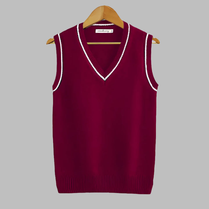 Suéter sin mangas estilo preppy con rayas retro