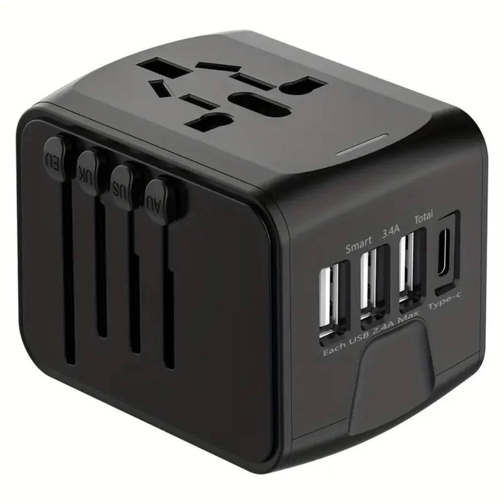 Adaptador de Enchufe para Viajes Internacionales Compacto, Seguro y Carga Rápida para Uso Global