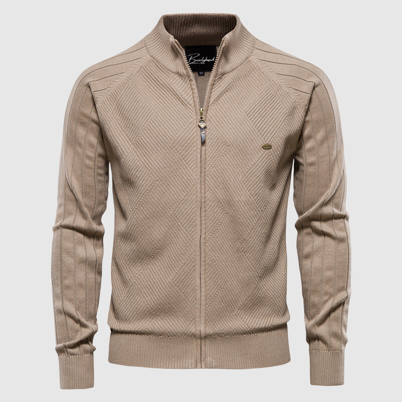 Cárdigan de cuello alto con cremallera para hombre