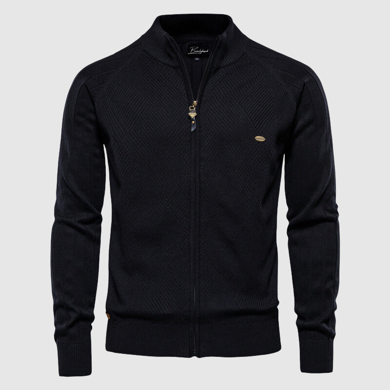 Cárdigan de cuello alto con cremallera para hombre
