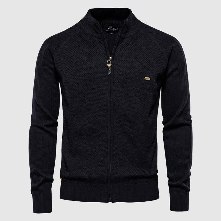 Cárdigan de cuello alto con cremallera para hombre