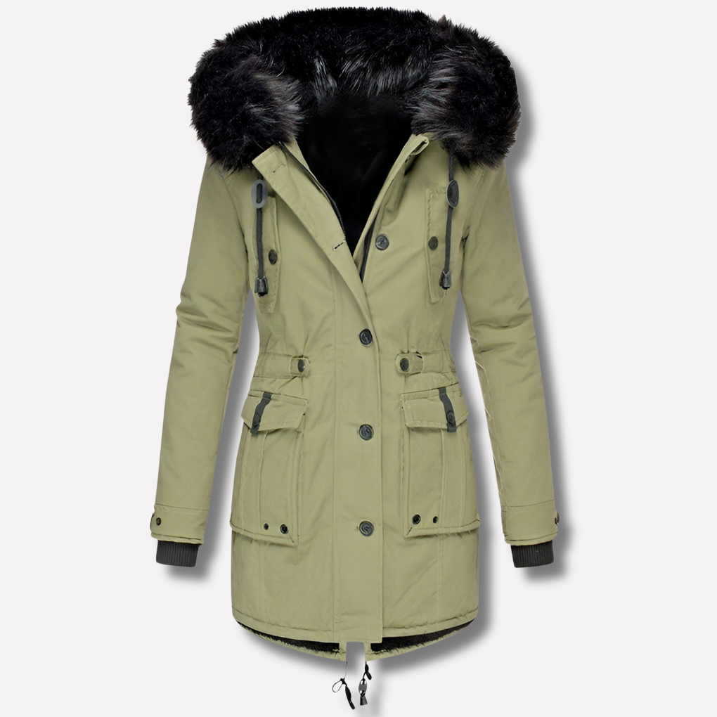 Chaqueta Parka para Mujeres con Capucha y Bolsillos con Solapa