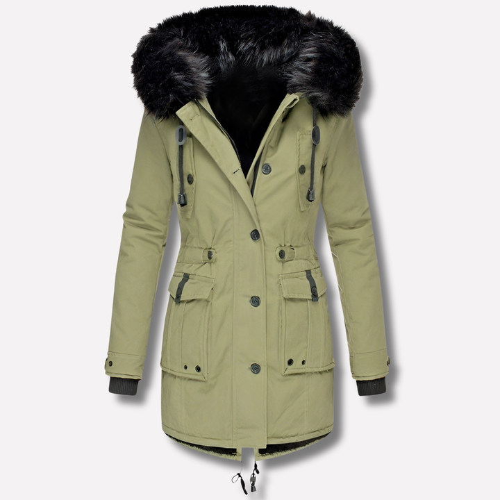 Chaqueta Parka para Mujeres con Capucha y Bolsillos con Solapa