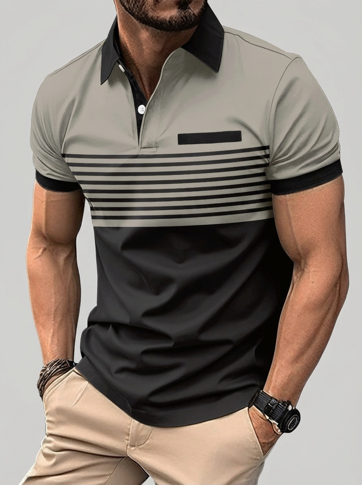 Polo de manga corta a rayas para hombre, vista 10