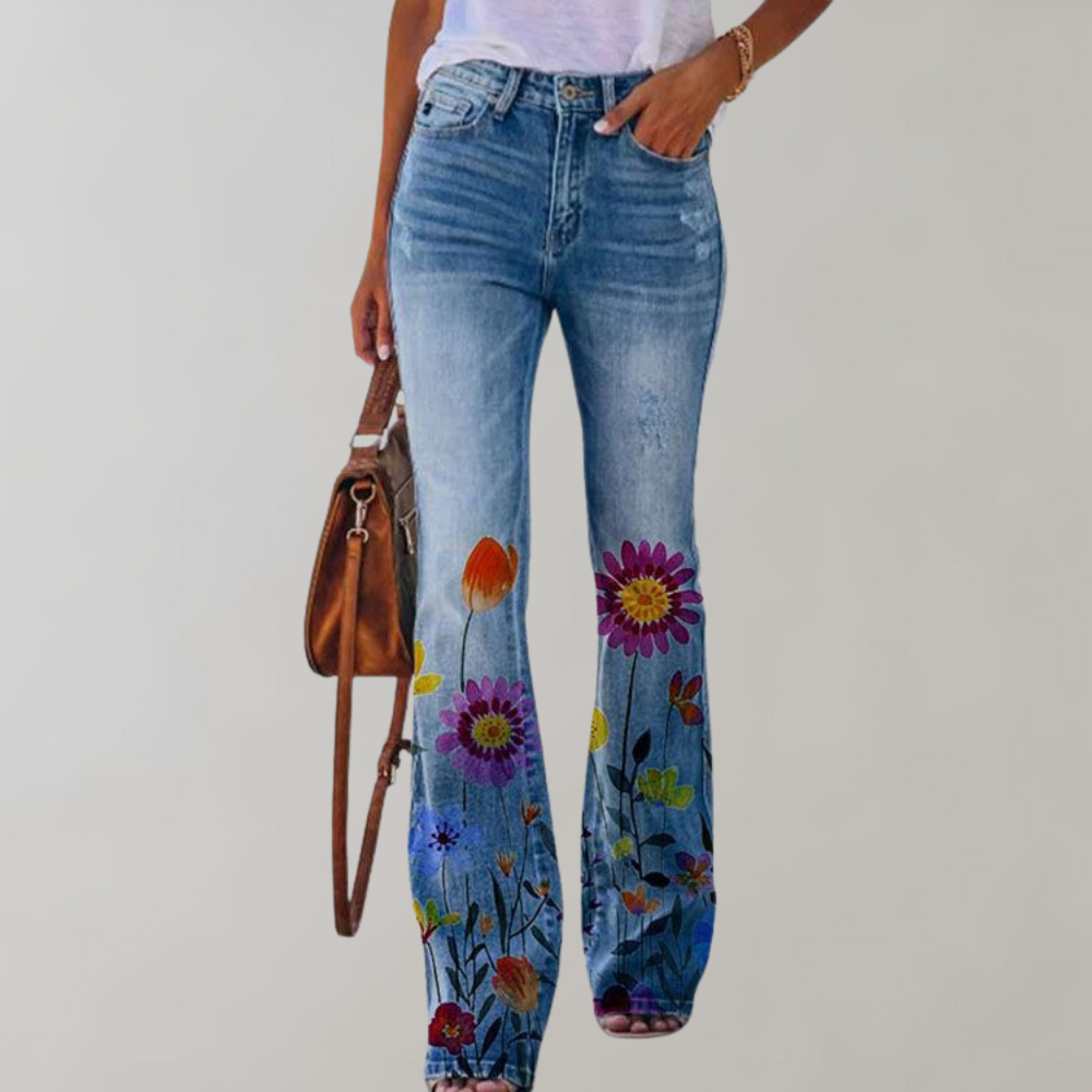 Pantalones de Denim con Diseño Flare para Mujeres